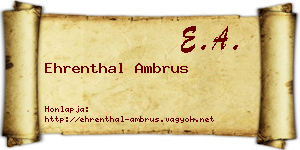 Ehrenthal Ambrus névjegykártya